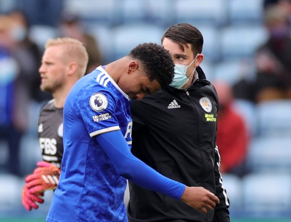 Wesley Fofana in tears as he hobbles off with a hamstring injury