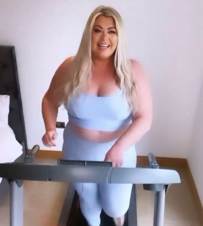 The reality star hit pounded the running machine