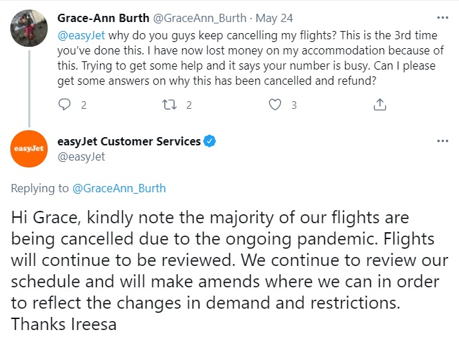 Easyjet initially said the majority of flights were cancelled, but has since said this was a mistake