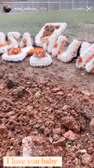 The grieving mum showed followers the flowers at the grave