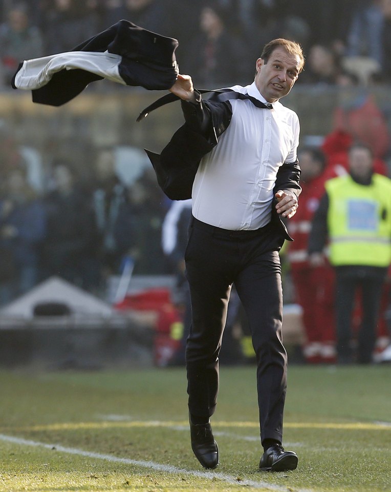 Fans reckon Juventus' second cryptic tweet was a look back at Allegri's jacket-throwing rant of 2015 during a tense win over Carpi