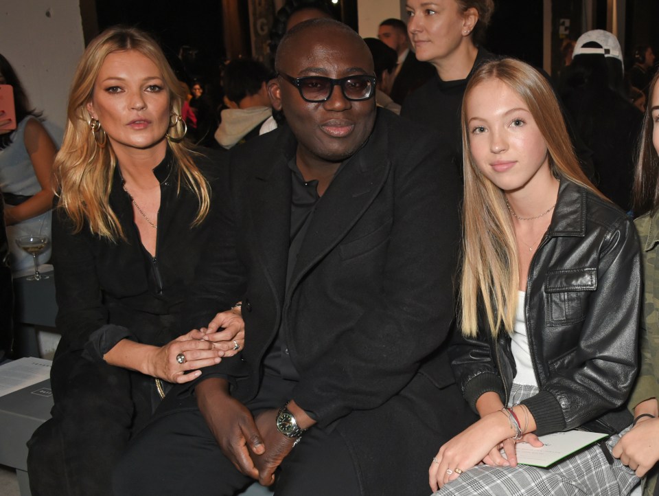 Kate Moss, Edward Enninful and Lila Grace Moss Hack attend Topshop’s London Fashion Week