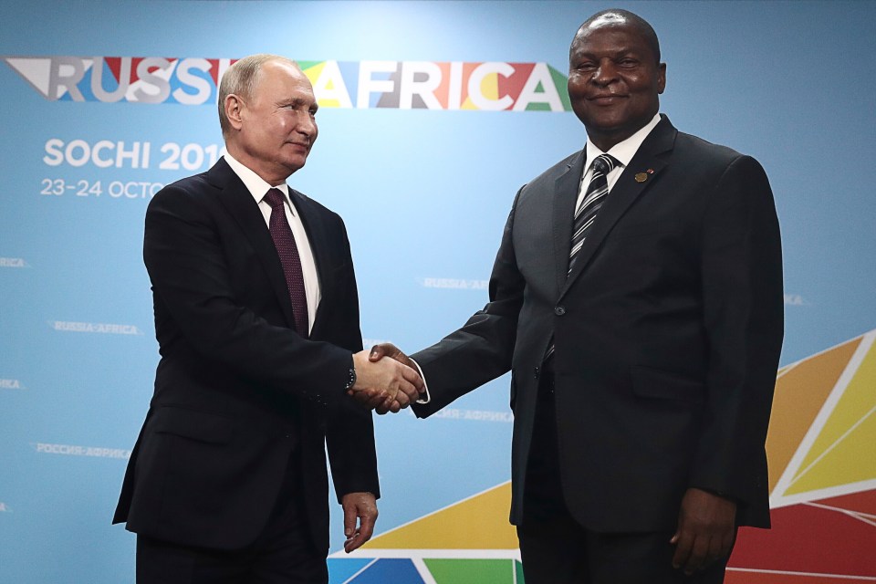 Putin made a deal with President Touadera (pictured) to have access to the Central African Republic's deposits of gold, uranium and diamonds