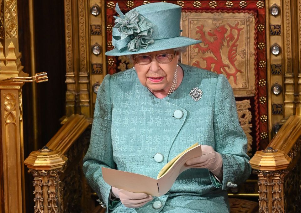 The Queen, delivering her Speech this morning.