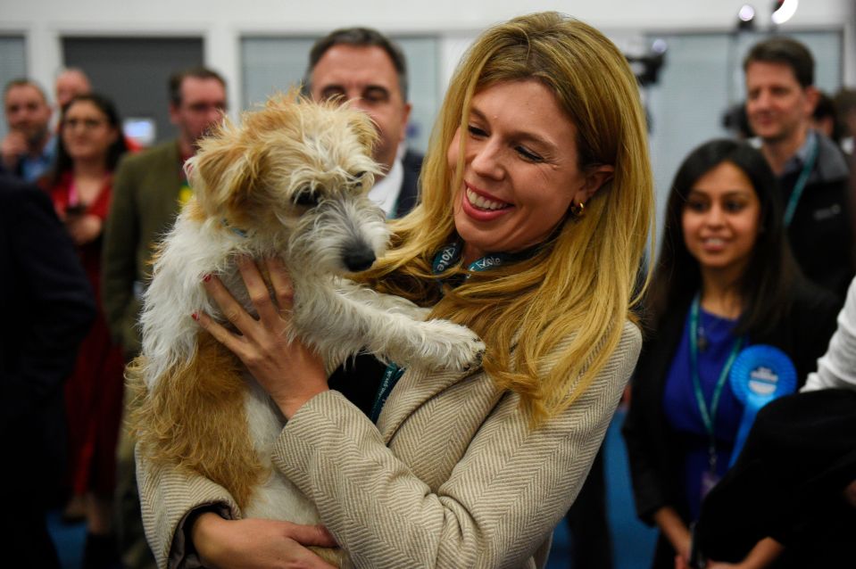 Carrie Symonds with her and Boris' rescue dog Dilyn