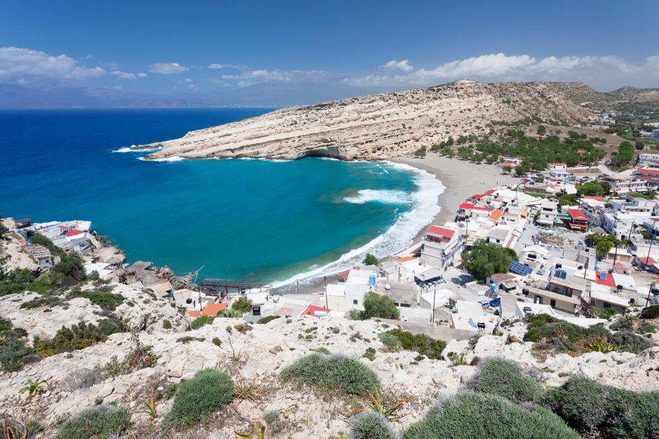 Matala Bay and Beach, in the Heraklion District of Crete