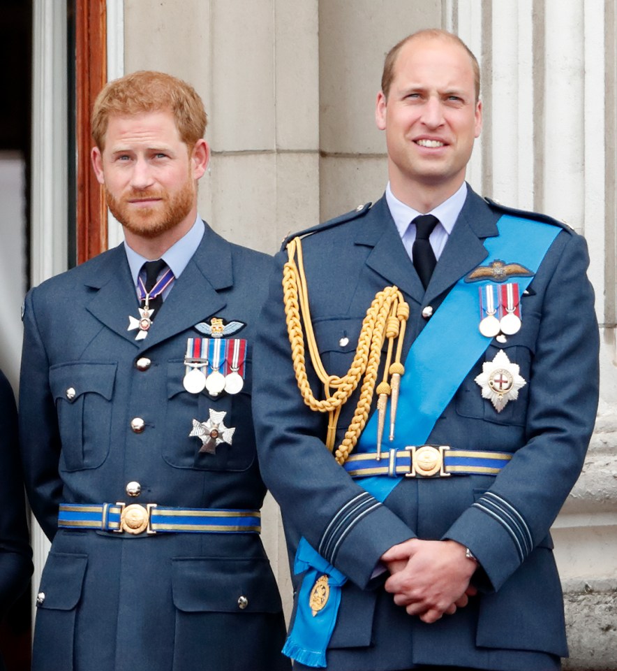 Harry and William watch a flypast from the balcony of Buckingham Palace in 2018