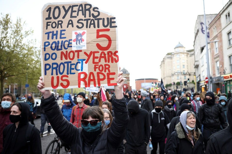 Protesters marched in Bristol yesterday