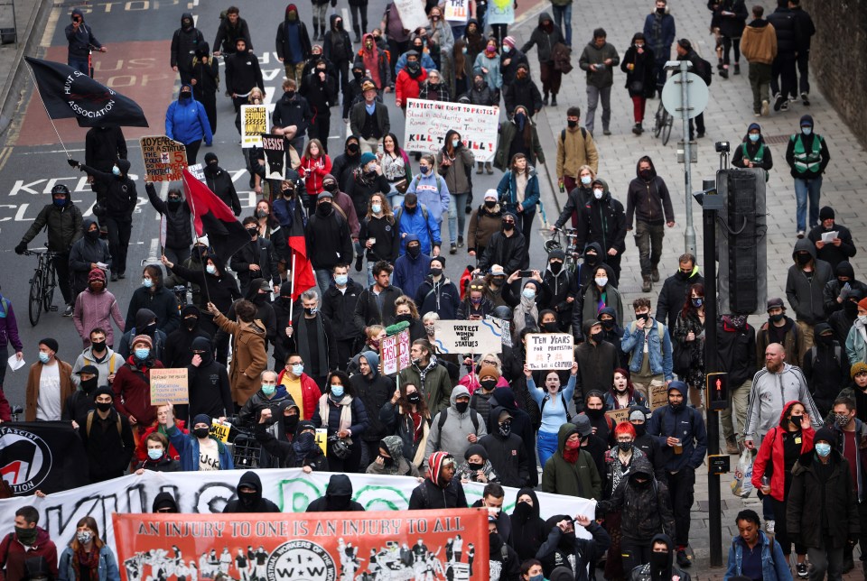 Protesters demonstrate against the Police, Crime, Sentencing and Courts Bill in Bristol