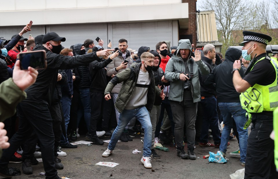 Police had their work cut out outside Old Trafford