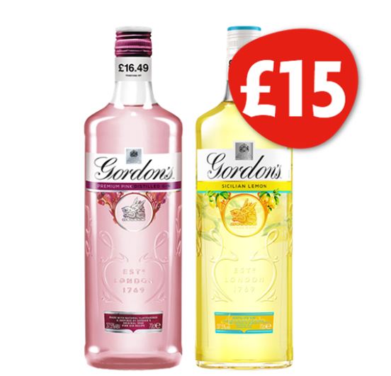 Gordon's pink and Sicilian lemon gins are down to £15 at Nisa Local