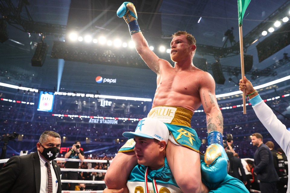 Canelo celebrated his victory after picking up his 15th world title