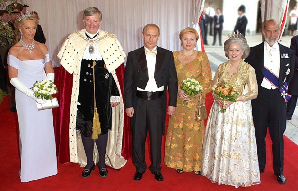 Prince and Princess Michael of Kent with President of Russia Vladimir Putin and his then wife Liudmila in London in 2003