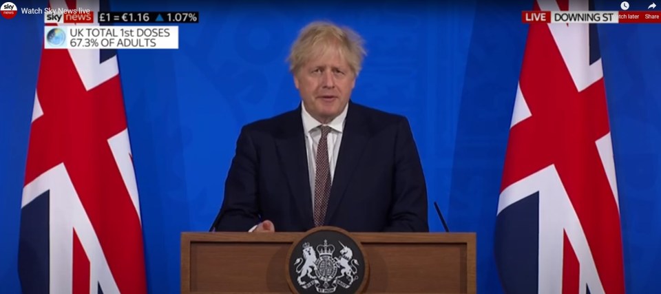 Boris has revealed that England can move to the next step of the roadmap