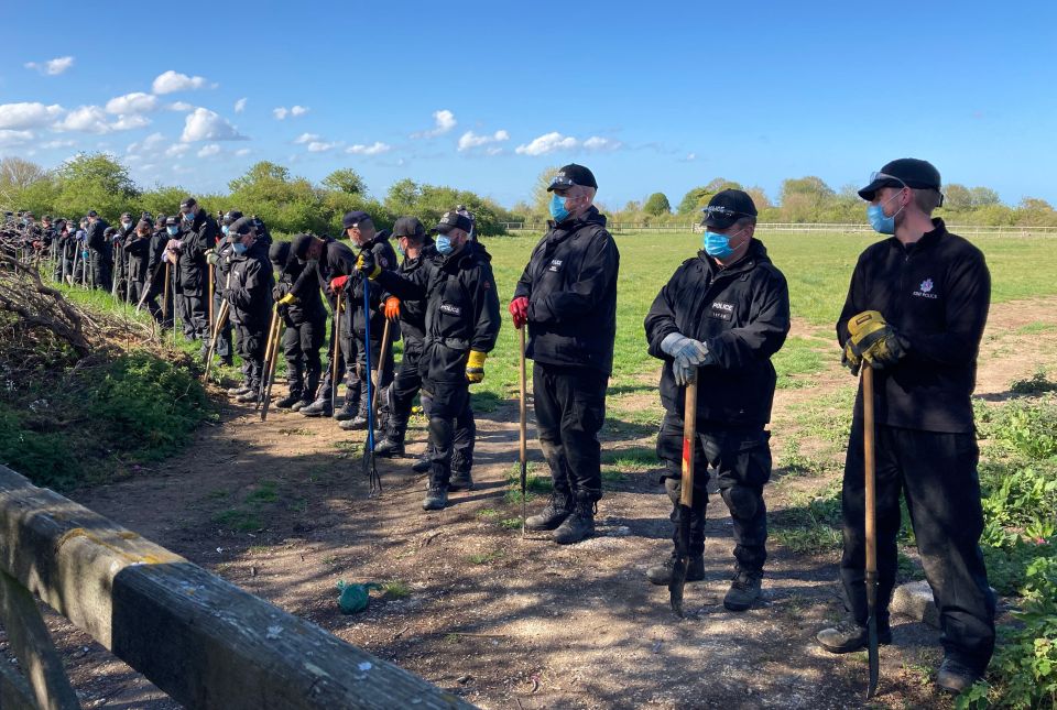 Police seen searching rural Kent after the killing