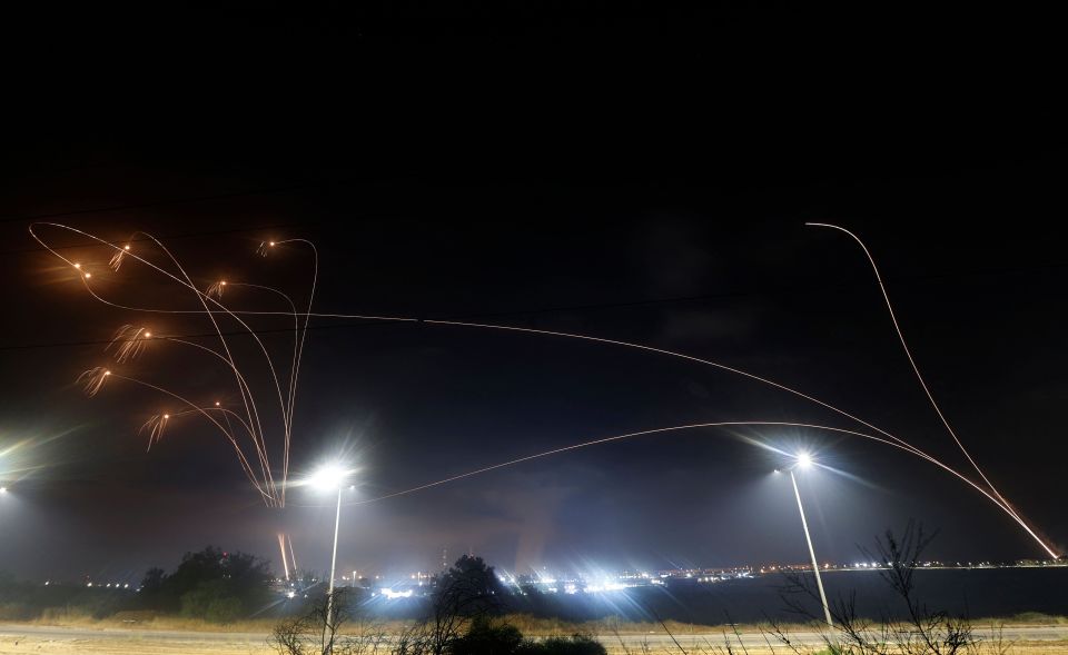 Israel's Iron Dome aerial defence system intercepts rockets launched from the Gaza Strip