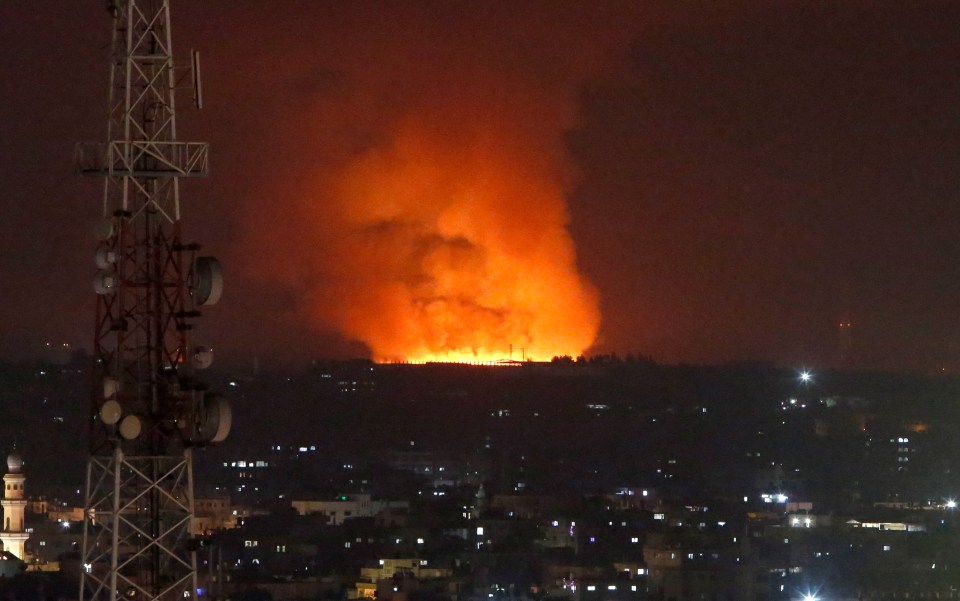 Smoke rises after an Israeli forces strike in Gaza