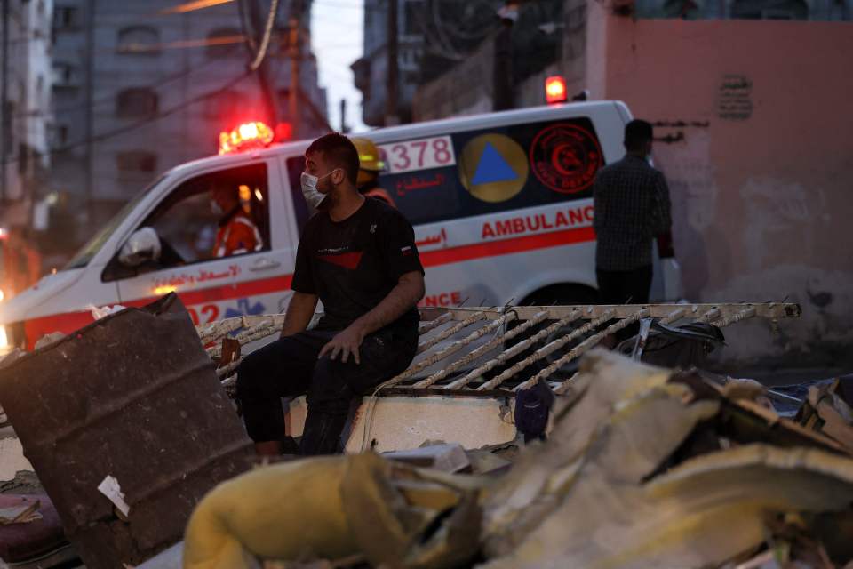 An ambulance taking the injured to hospital