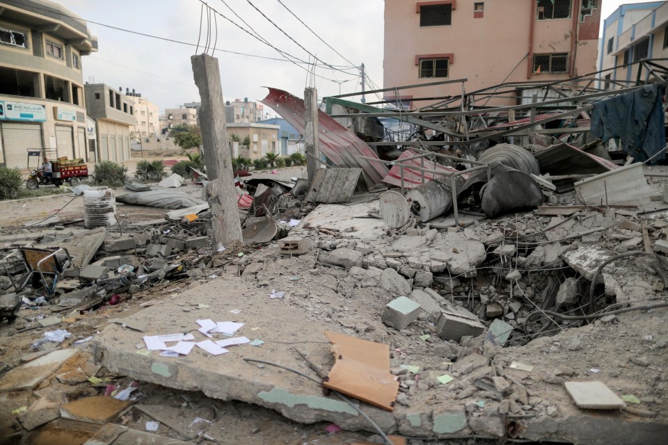 The site of an Israeli air strike amid a flare-up of Israeli-Palestinian violence