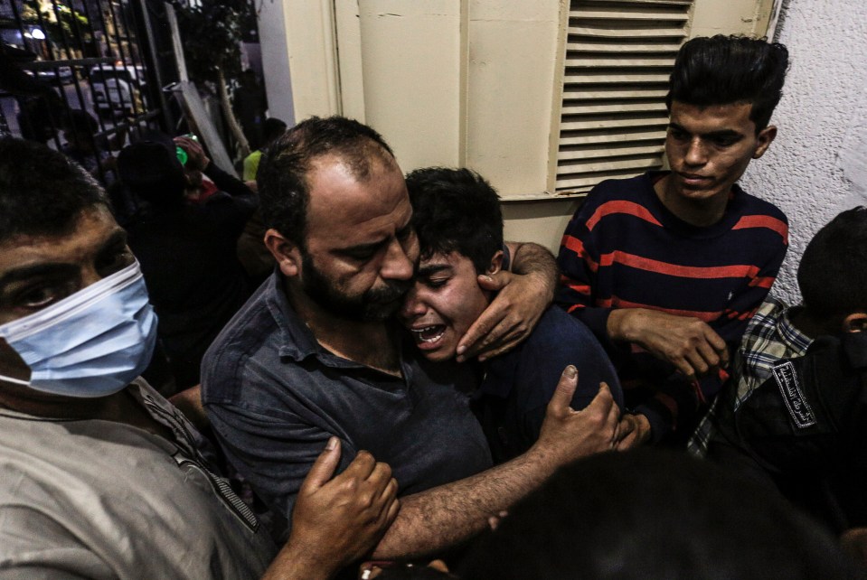 Palestinians in a Gaza hospital