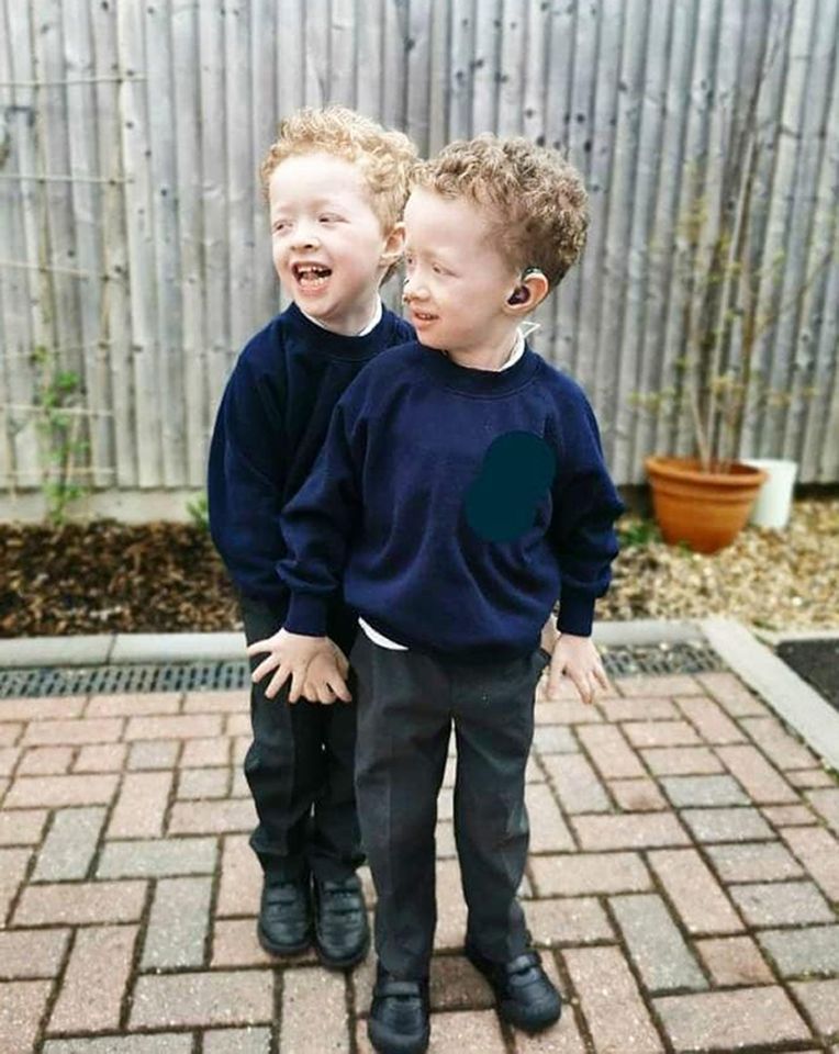 Archie Wilks, 5, right, spent his first day at school with his twin brother after overcoming Covid while being treated for a rare cancer