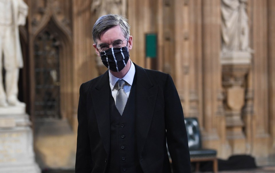 Jacob Rees-Mogg in Central Lobby today ahead of the Queen's speech