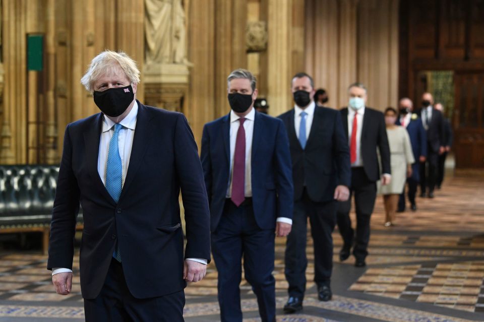 Boris Johnson in the Commons for the Queen’s Speech as battered Labour leader Keir Starmer trails behind