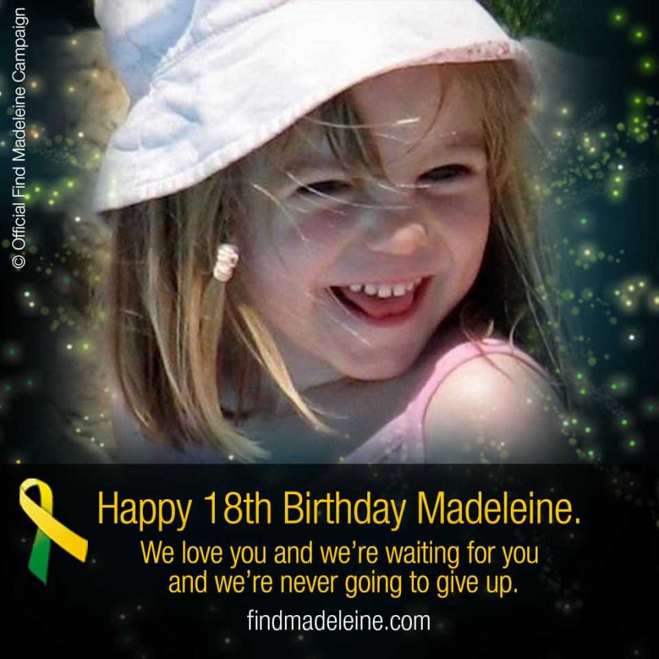 Kate and Gerry McCann have paid tribute to Madeleine on her 18th birthday