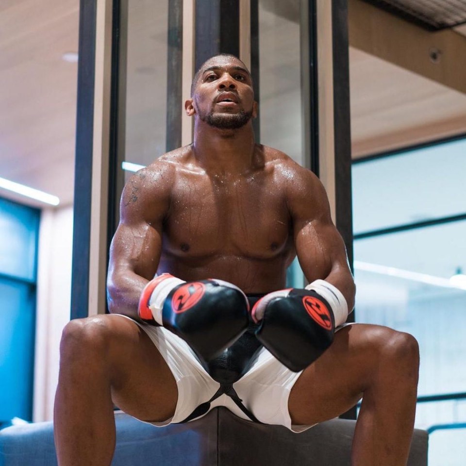 Anthony Joshua training for his fight with Tyson Fury