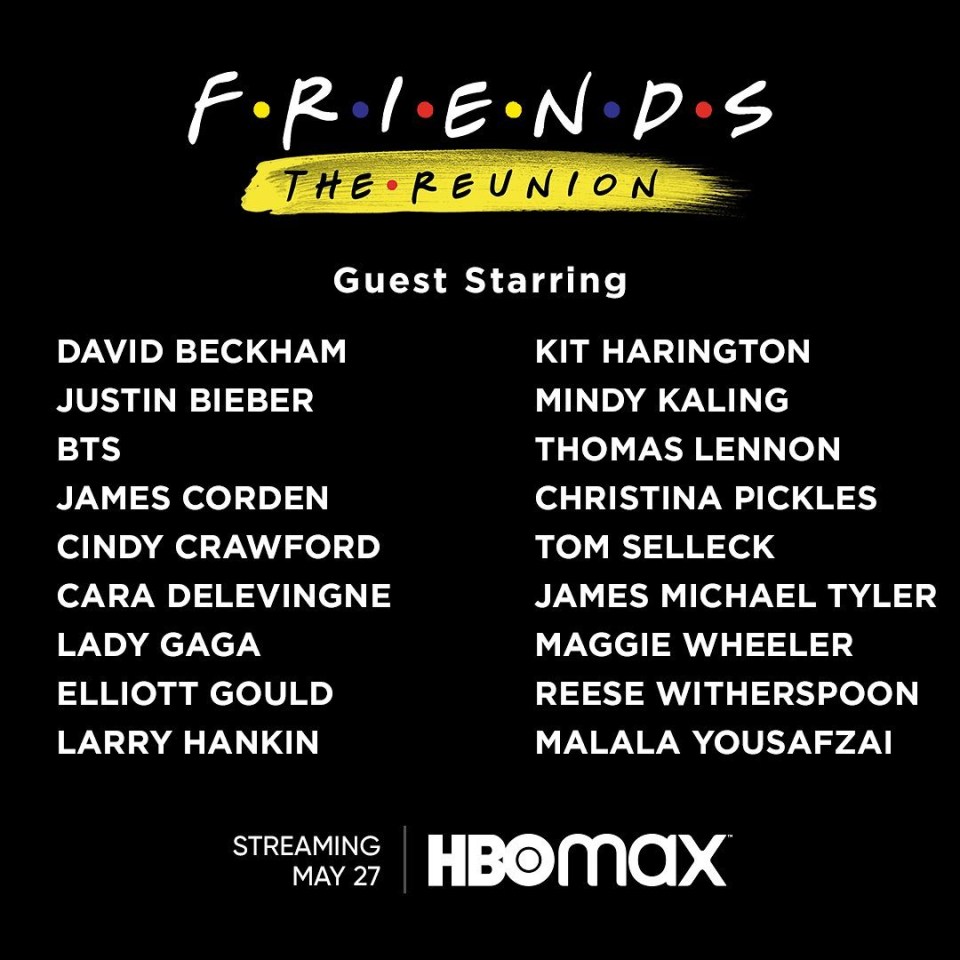 The guest list for the Friends reunion