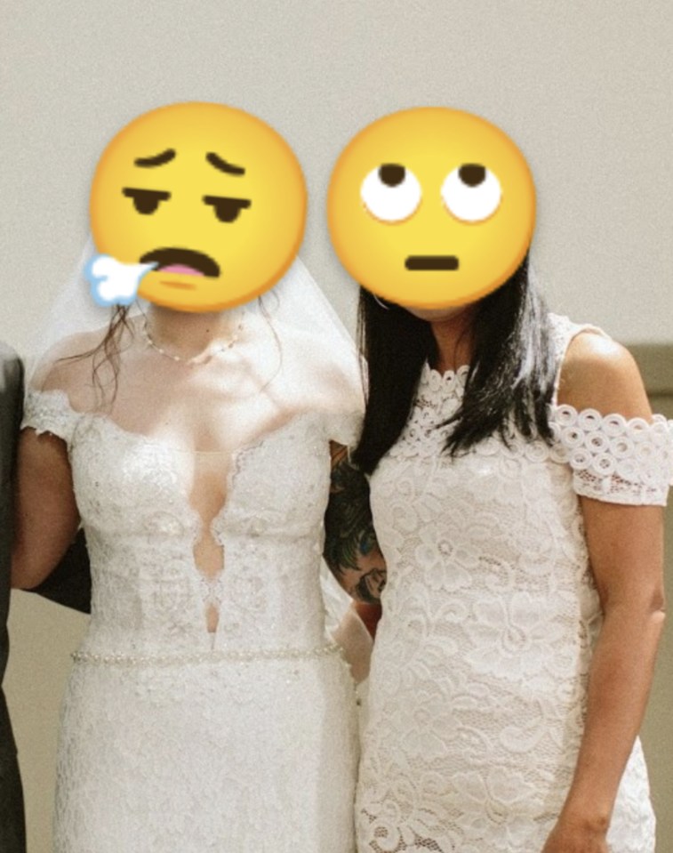 People struggled to tell who was the one getting married after the bride's stepmom showed up to her big day in a white lace gown