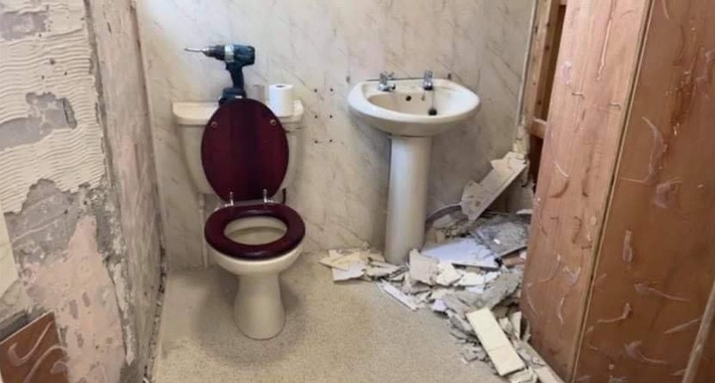 The dull and dated bathroom was ripped out completely, so the pair could start from scratch