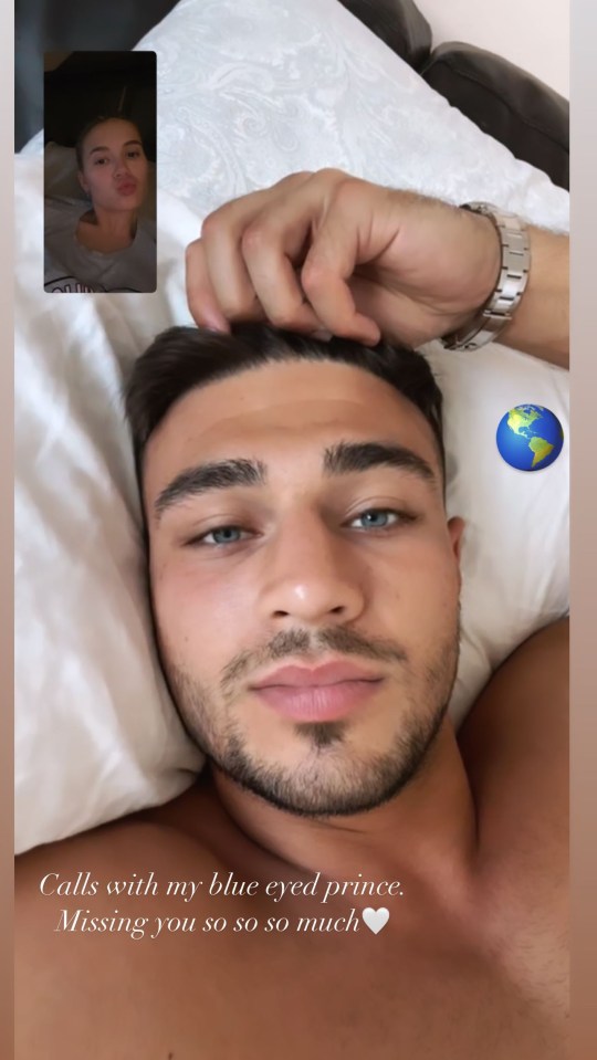 Molly-Mae Hague and Tommy Fury on a video call as she admitted she's missing him 'so much'