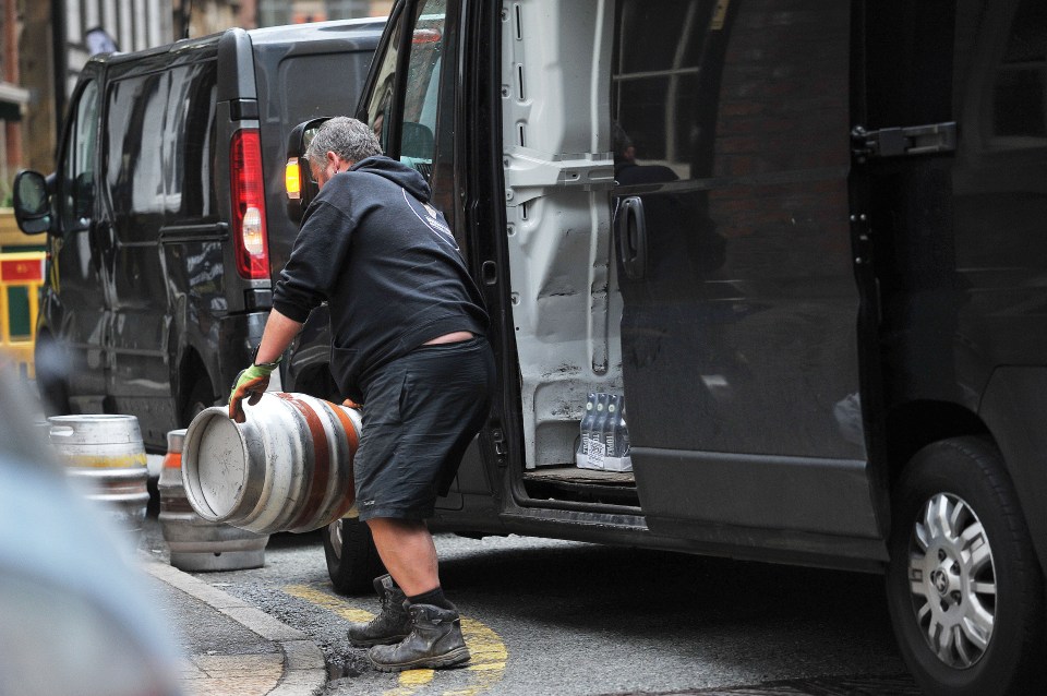 Beer arriving at a bar in Manchester today as the hospitality industry prepares to reopen indoors