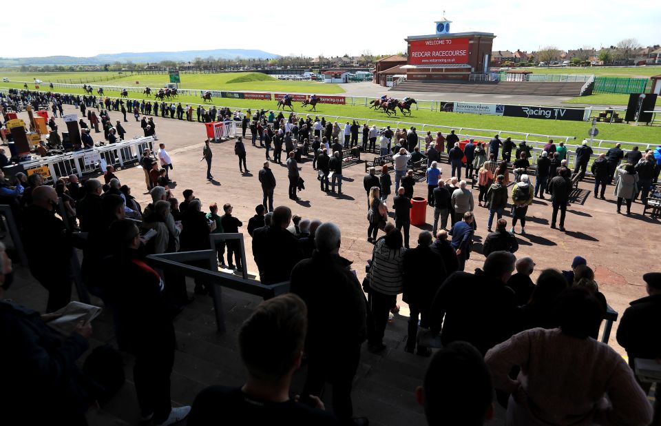 Punters watched on from the stands at sunny Redcar