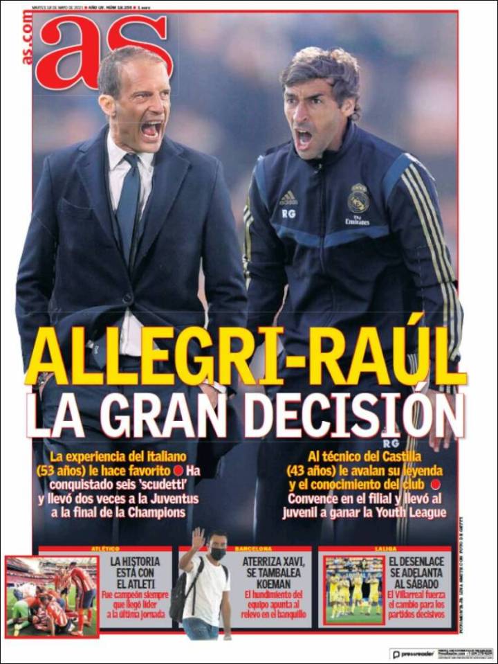 Spanish paper AS have led on Real Madrid's big decision