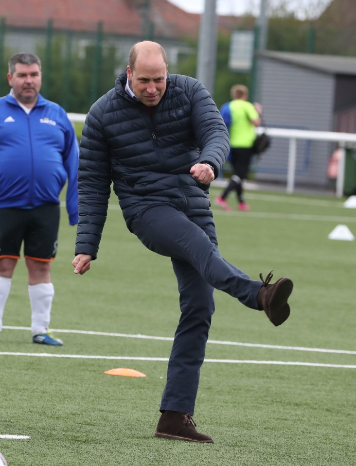 The Duke of Cambridge enjoying himself at Ainslie Park Stadium