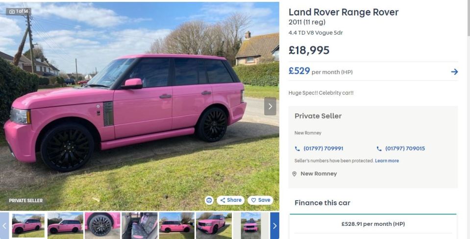 The car is now listed online for £18k