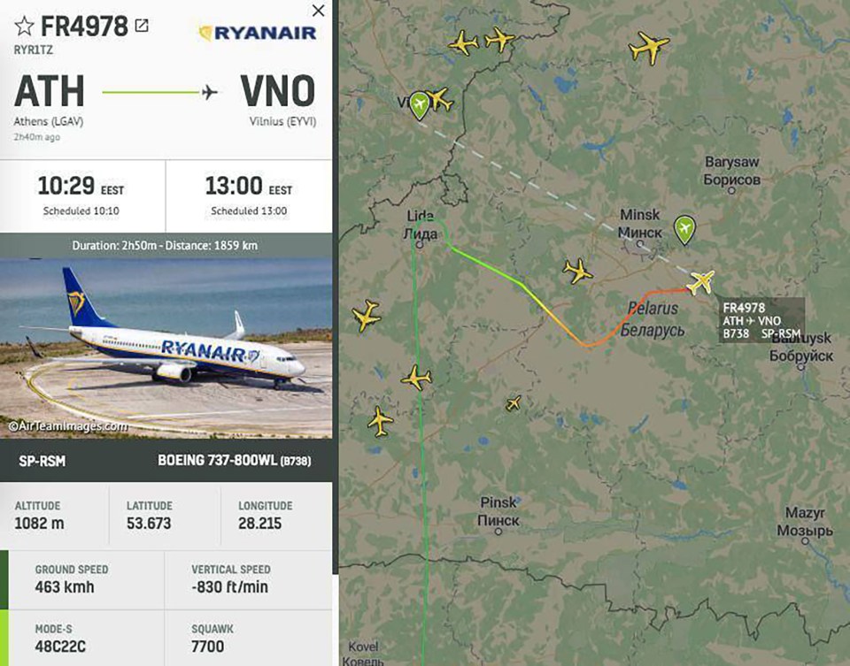 The flight path of the Ryanair plane