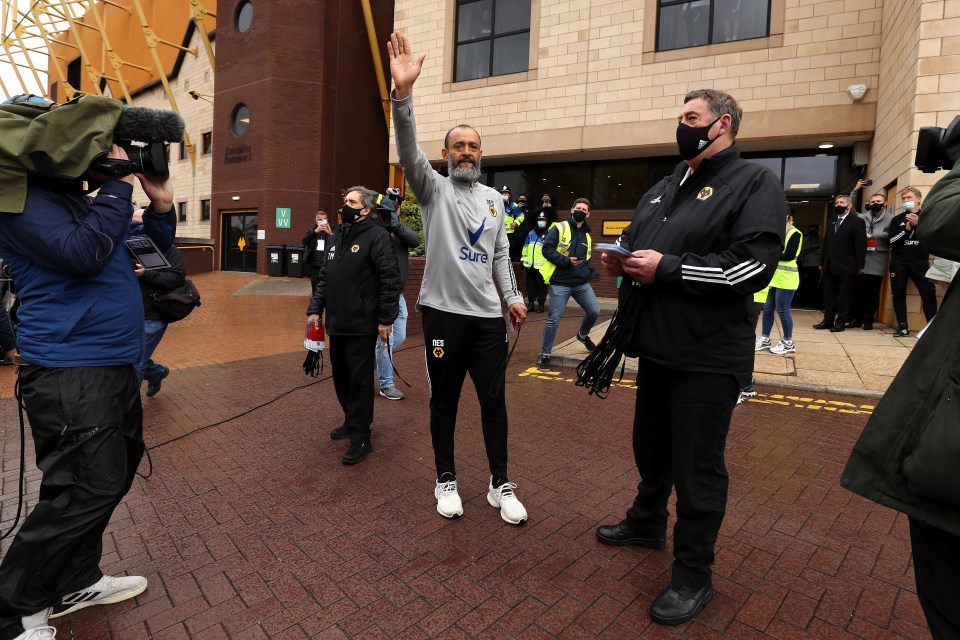 Nuno was clearly emotional as he waved goodbye to the supporters