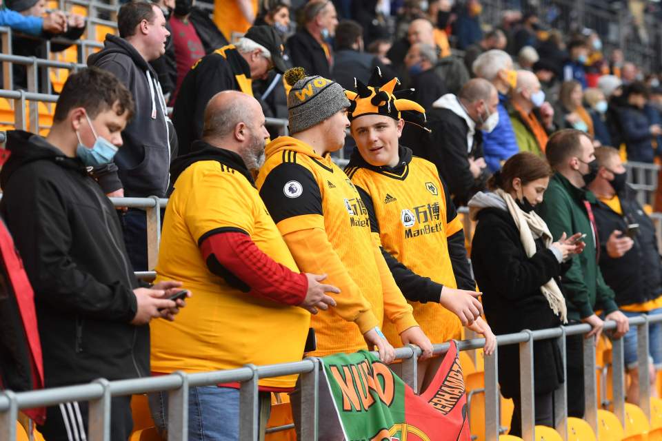 Around 4,500 fans attended Wolves' Premier League match against Manchester United