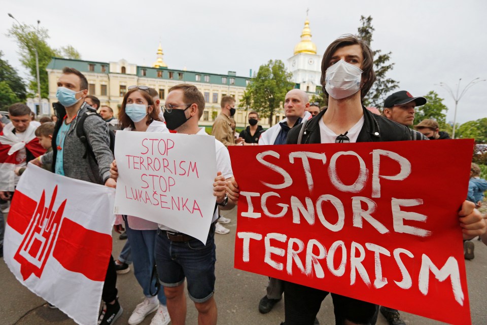 A rally in support of detained Belarusian opposition blogger and activist Roman Protasevich