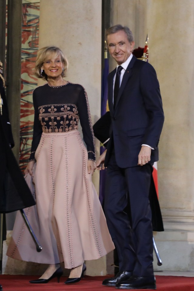 Bernard Arnault and his wife pianist Helene Mercier-Arnault arrive to attend a state dinner for the Chinese president at the Elysee Palace in 2019