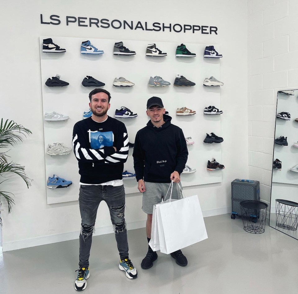 Zambakides in his showroom with Chelsea midfielder Billy Gilmour