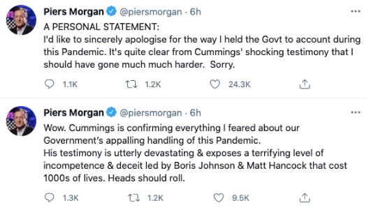 Piers didn't hold back on Twitter