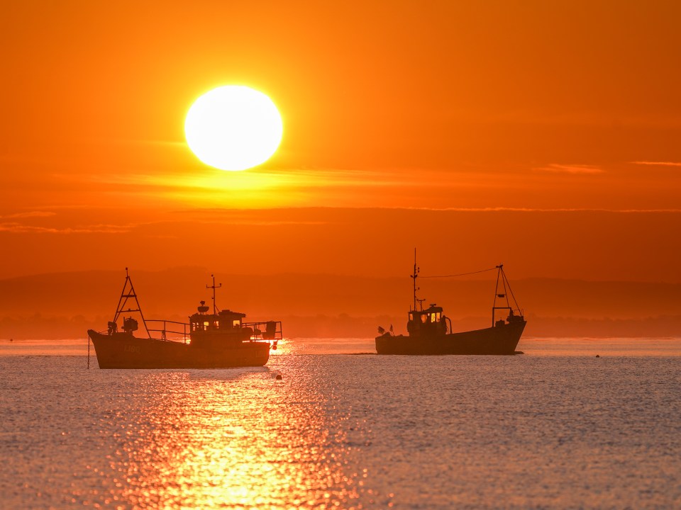 Sunrise over the fishing boats in the English Channel