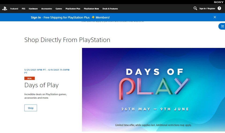 PlayStation Direct is Sony's official store for PlayStation consoles and accessories