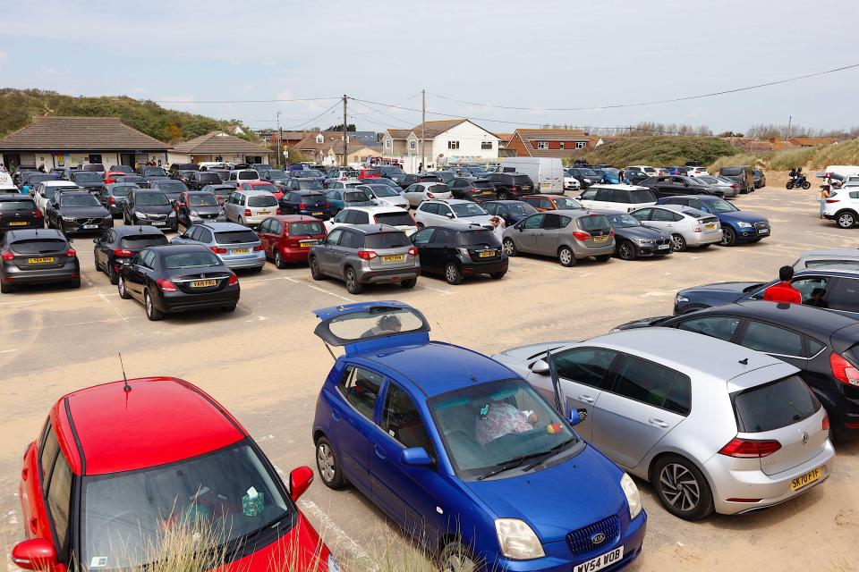 Motorists filled up the car parks near to the beach in Camber, Sussex