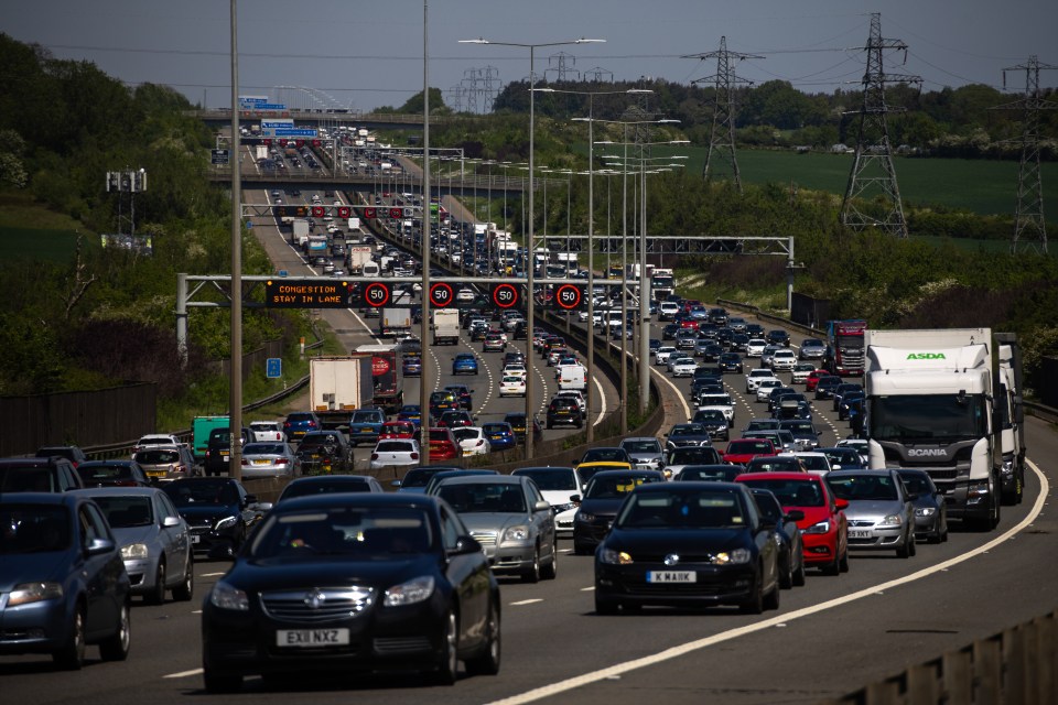 Drivers were stuck in long queues of traffic on the M1 motorway south of Luton