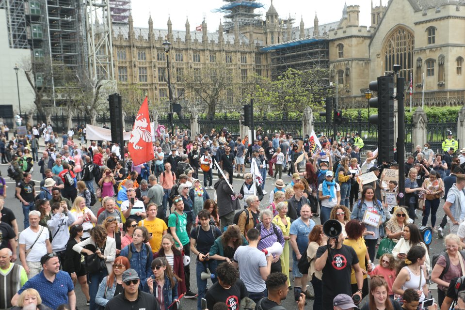 Hundreds of anti-lockdown protestors gathered in Parliament Square